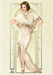 Art Deco Lady Elise (cream) A4