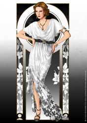 Art Deco Lady Elise (white) A4