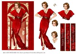 Art Deco Lady Elise (red)