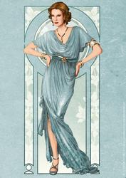 Art Deco Lady Elise (aqua) A4
