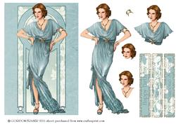 Art Deco Lady Elise (aqua)