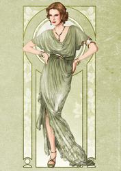 Art Deco Lady Elise (green) A4