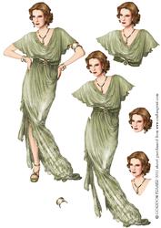 Art Deco Lady Elise (green) Decoupage