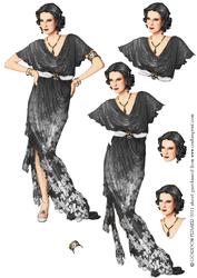 Art Deco Lady Elise (black) Decoupage