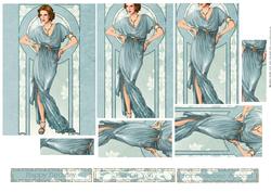 Art Deco Lady Elise (aqua) Pyramid