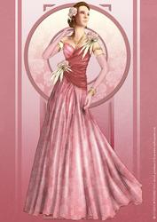 Art Deco Lady Rose (pink) A4