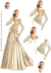 Art Deco Lady Rose (cream) Decoupage Sheet