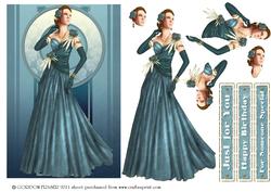 Art Deco Lady Rose (blue)