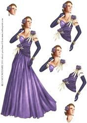 Art Deco Lady Rose (lilac) Decoupage Sheet
