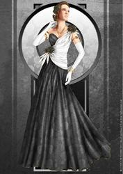 Art Deco Lady Rose (black) A4