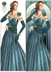 Art Deco Lady Rose (blue) Large Dl