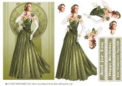 Art Deco Lady Rose (green)