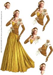 Art Deco Lady Rose (gold) Decoupage Sheet