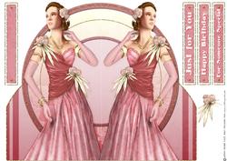 Art Deco Lady Rose (pink) Shaped Card