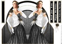 Art Deco Lady Rose (black) Shaped Card