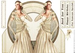 Art Deco Lady Rose (cream) Shaped Card