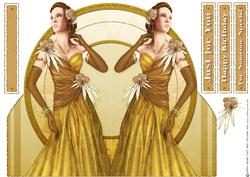 Art Deco Lady Rose (gold) Shaped Card