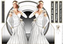 Art Deco Lady Rose (white) Shaped Card