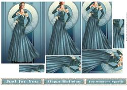 Art Deco Lady Rose (aqua) Pyramid
