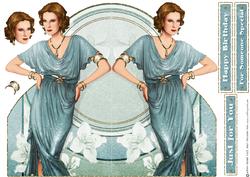 Art Deco Lady Elise (aqua) Shaped Card