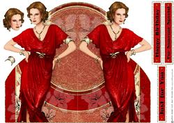 Art Deco Lady Elise (red) Shaped Card