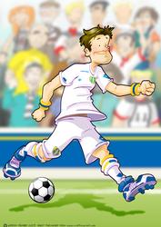 Football Dude Blue, White and Yellow A4