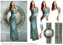 Art Deco Lady Pearl (aqua)