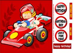 Red Racer Boy 8x8 Card