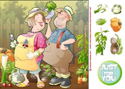 Gardening/allotment Couple 8x8 Card