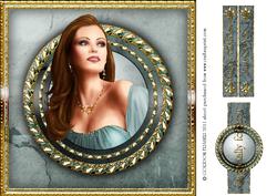 Art Deco Pearl Cameo 8x8 (aqua)