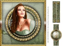 Art Deco Pearl Cameo 8x8 (green)