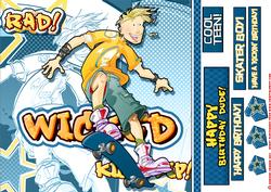 Skateboarding Teen Dude Blue 8x8 Quick Card