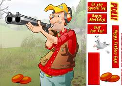Clay Pigeon Shooting Dude 8x8 Quick Card