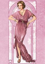 Art Deco Lady Elise (pink) A4