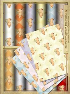 Hunni Bear Daffodil Backing Papers Kit
