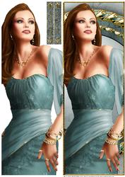 Art Deco Lady Pearl Large Dl (aqua)