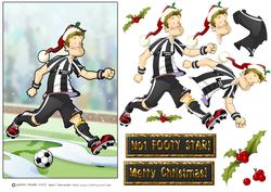 Christmas Football Dude Black and White
