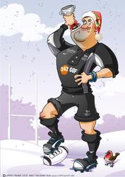Christmas Rugby Black and White A4
