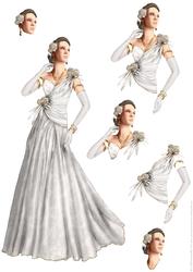 Art Deco Lady Rose (silver) Decoupage Sheet