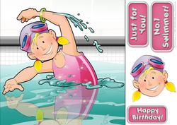 Cute Swimmer Girl 8x8 Quick Card