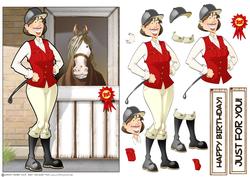 Horse Rider Lady Red