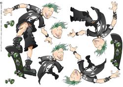 Skater Dude Green Decoupage Sheet