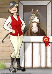 Horse Rider Lady Red A4
