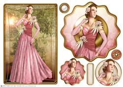 Art Deco Lady Rose (pink) Topper Sheet