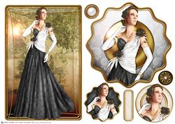 Art Deco Lady Rose (black) Topper