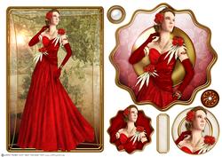 Art Deco Lady Rose (red) Topper