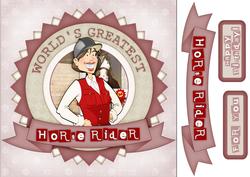 Horse Rider Red Lady Shabby Chic 8x8