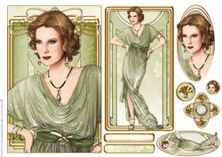 Art Deco Lady Elise Green Topper