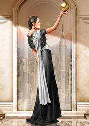 Art Deco Lady Pandore Black A4