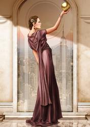 Art Deco Lady Pandore Deep Pink A4